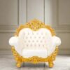 Designer Wooden Guruji Chair Design in Royal White & Gold Finish view 7