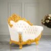 Designer Wooden Guruji Chair Design in Royal White & Gold Finish view 10