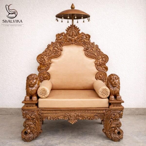 Guru Ji Chair With Canopy In Premium Teak Wood
