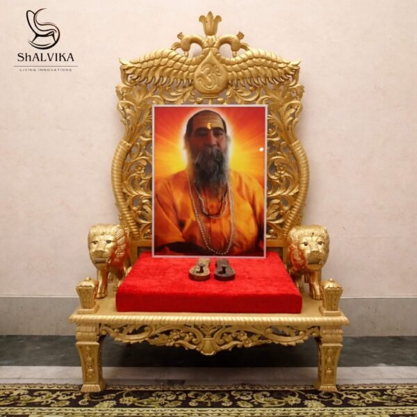 Guru Maharaj Ji Chair in Gold Polish – Handcrafted by Shalvika Living