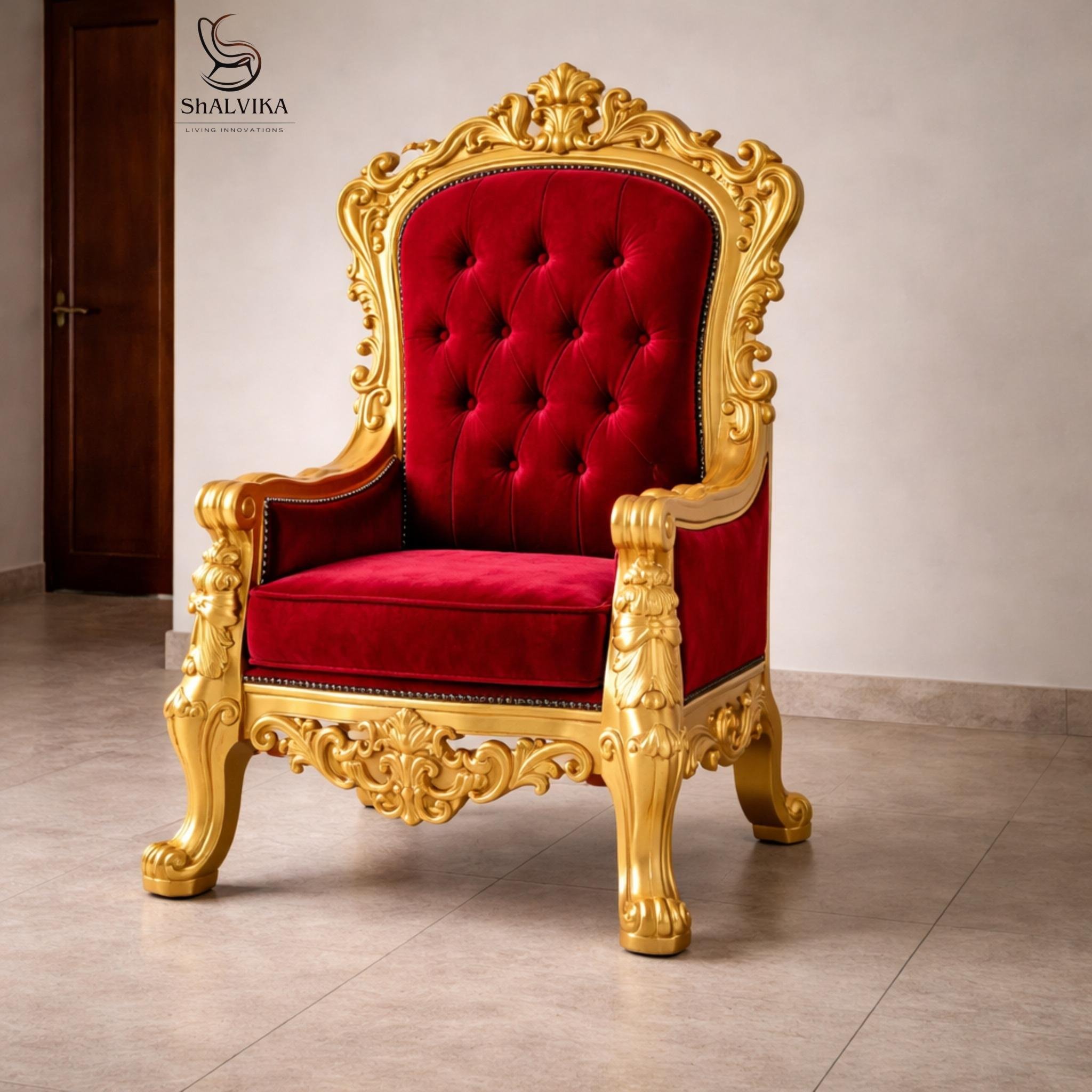 Guru Maharaj ji Chair in Antique Gold Polish view 3