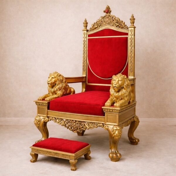 Handcrafted Wooden Singhasan Chair for Guruji view 7