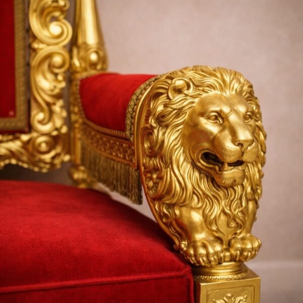 Lion Handle Guruji Wood Chair in Premium Teak Wood view 5