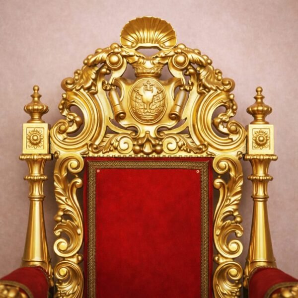 Lion Handle Guruji Wood Chair in Premium Teak Wood view 7