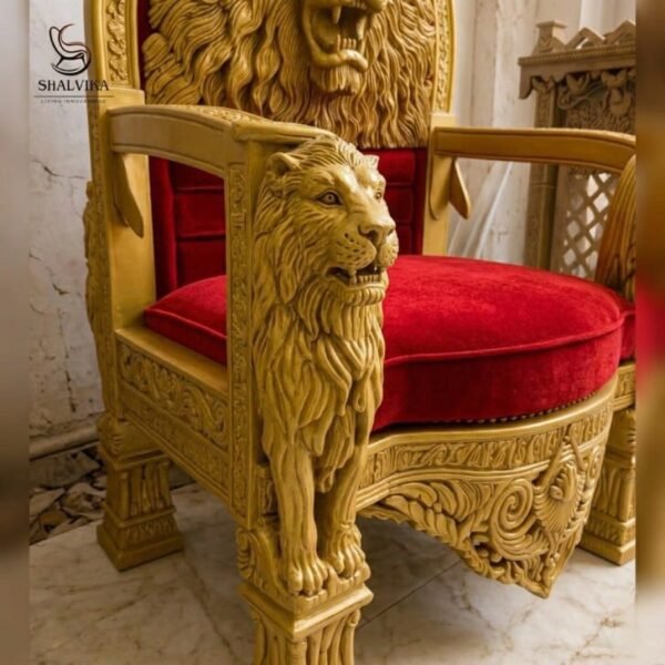 Premium Guruji Singhasan Design with Lion Carving By Saharanpur Artisians view 8