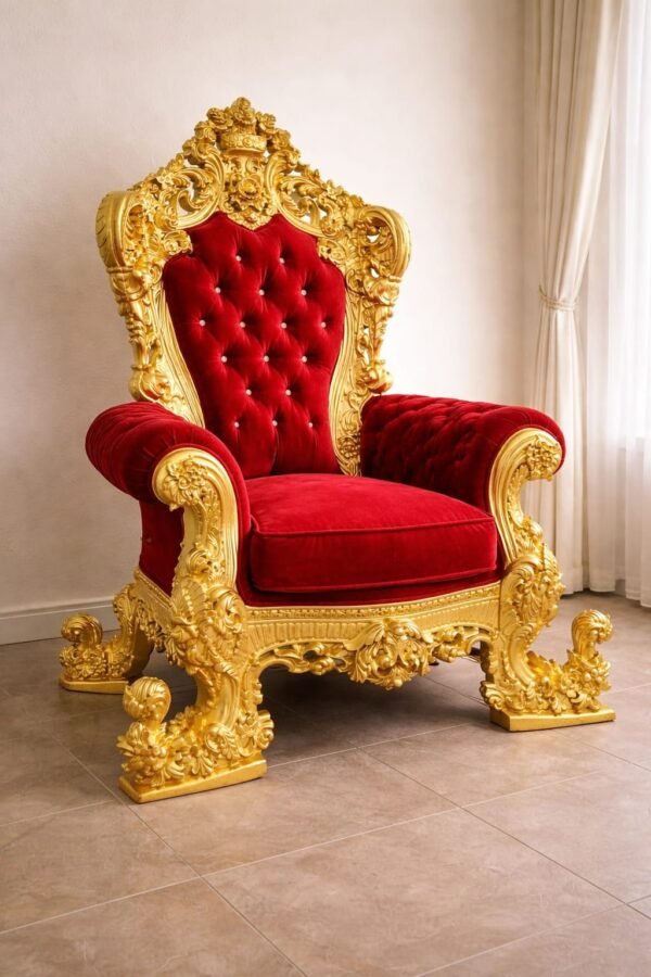 Teak Wood Carved Chair for Guruji view 4