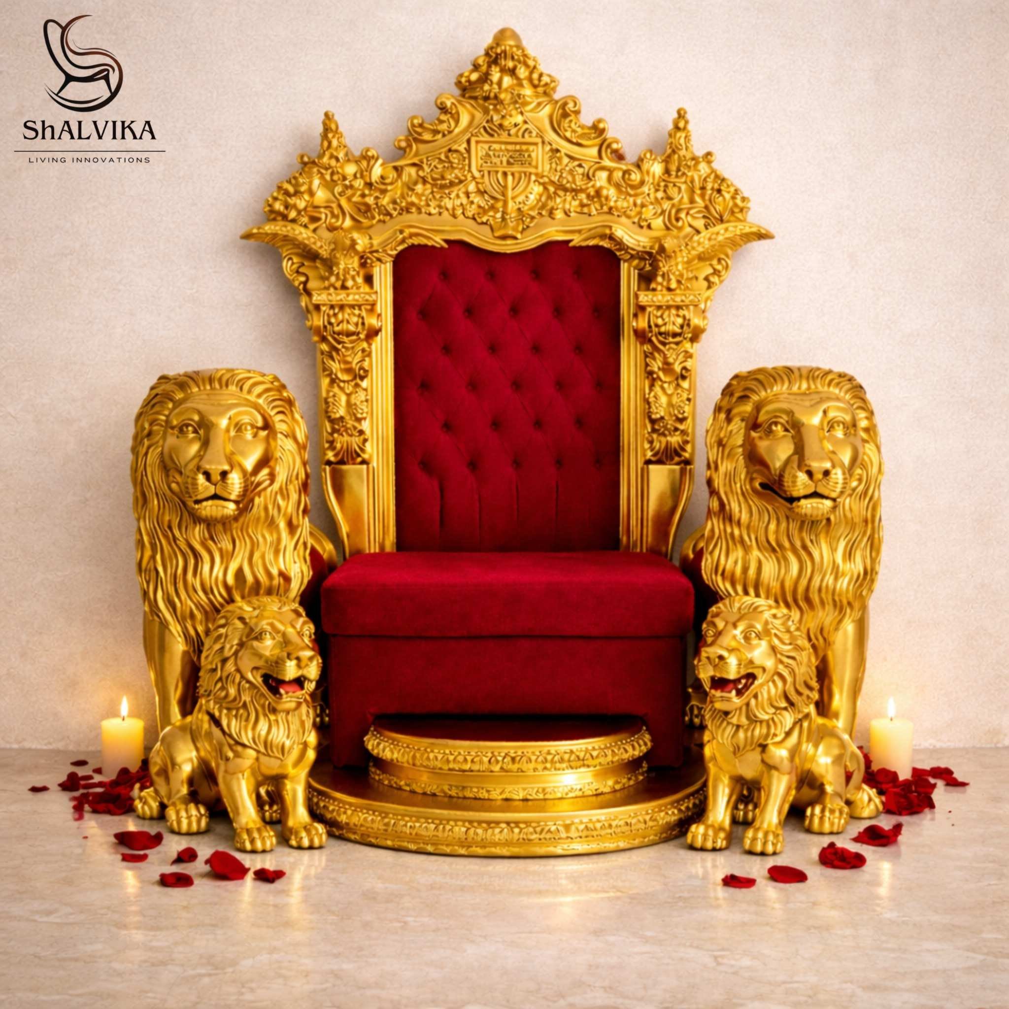 Wooden Guruji Singhasan with Lion Design for Divine Spaces view 3