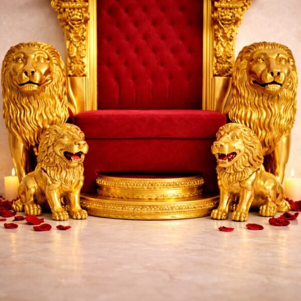 Wooden Guruji Singhasan with Lion Design for Divine Spaces view 4