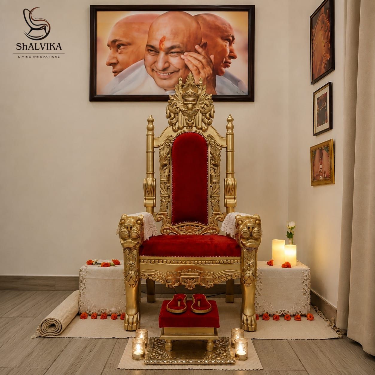 Guruji Maharaj Ji Chair – Royal Wooden Singhasan
