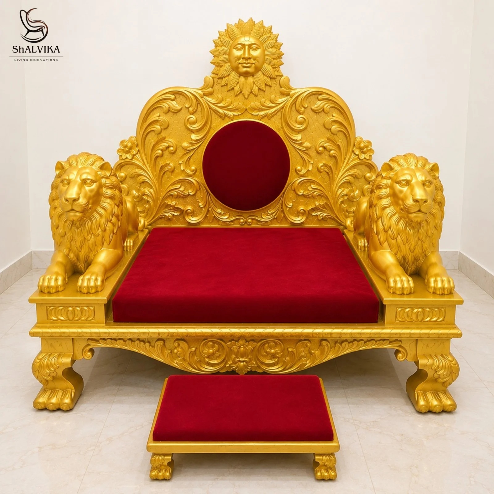 Handcrafted Guruji Chair Gaddi Design – Premium Teak Wood Royal Singhasan