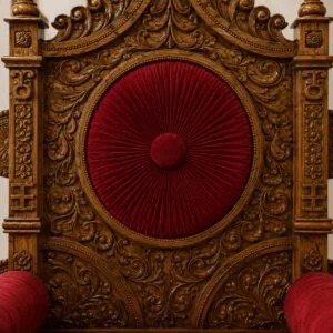 Handcrafted Lion Design Guruji Chair Singhasan (Teak Wood Darbar Gaddi) view