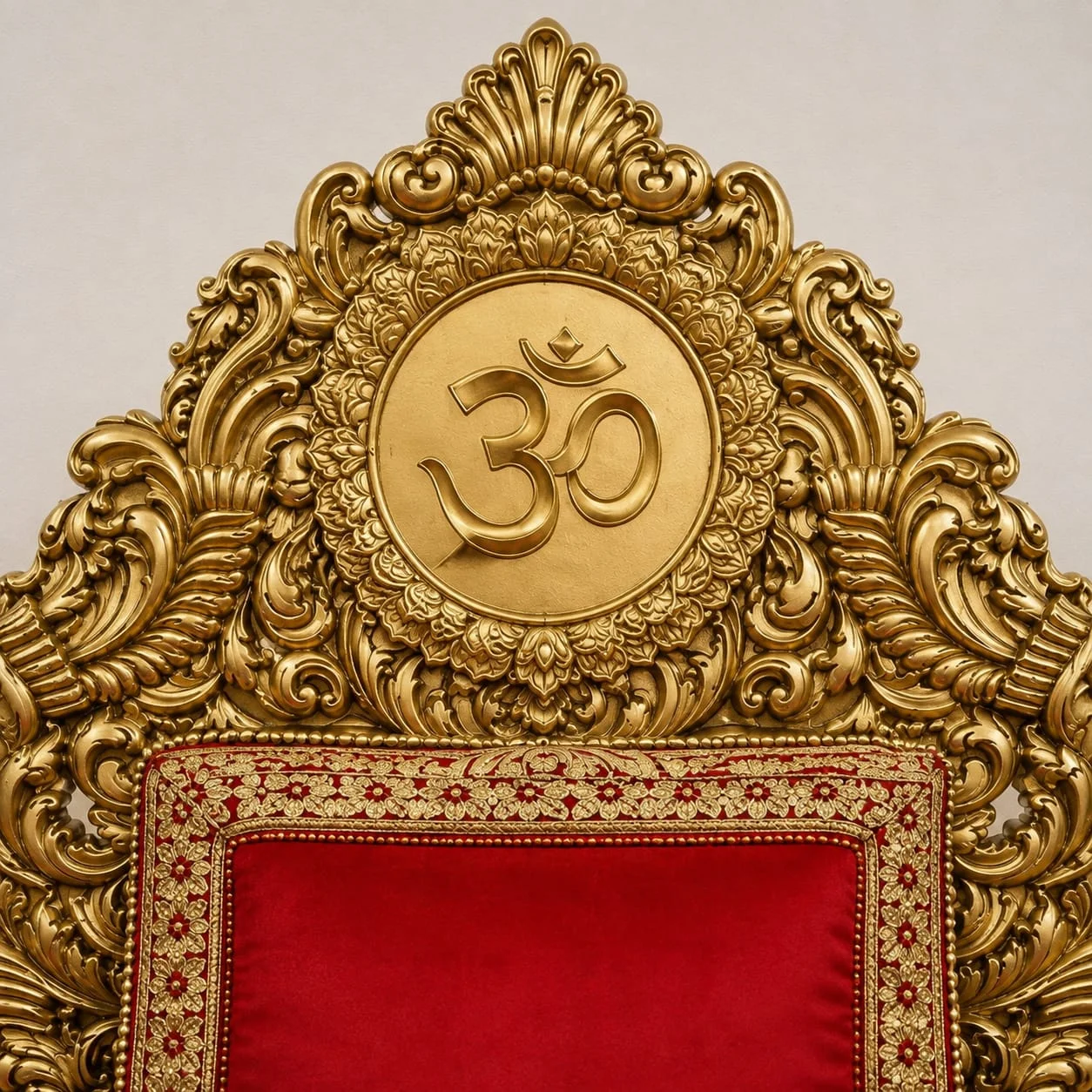 Royal Teak Wood Guruji Chair with Lion Design for Satsang view