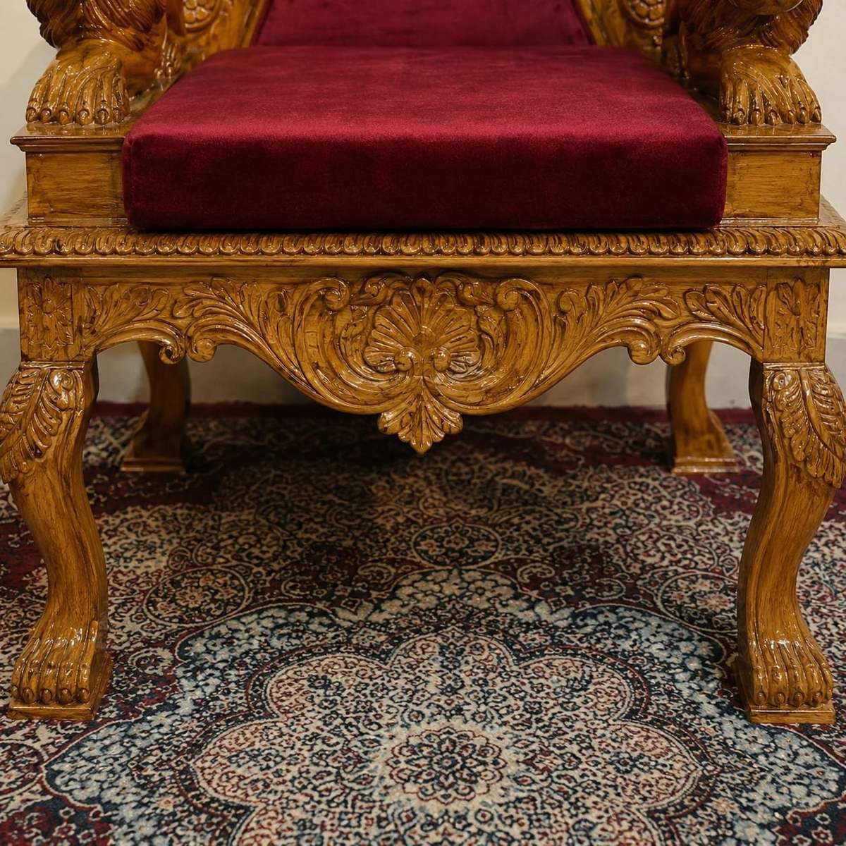 Traditional Wooden Guruji Chair with Canopy view
