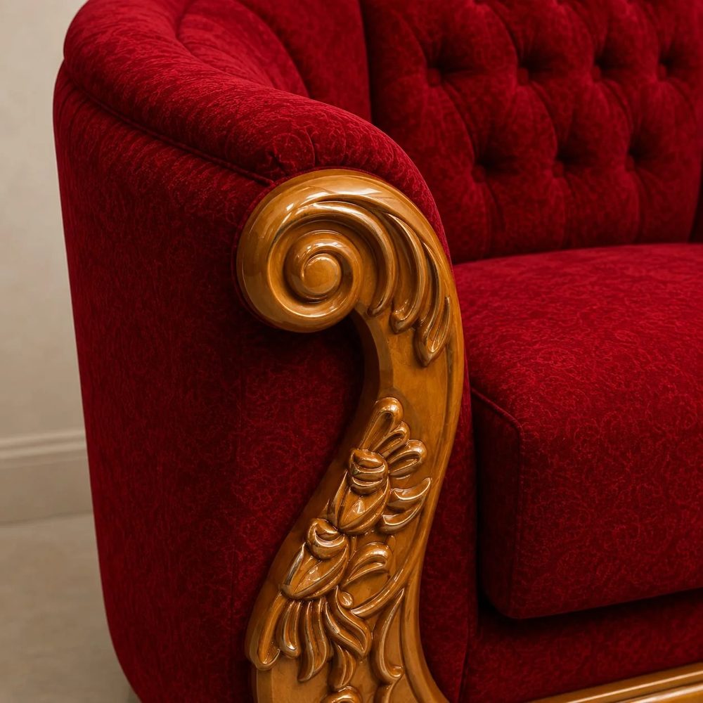 Wooden Guruji Satsang Chair with Ottoman – Royal Design view