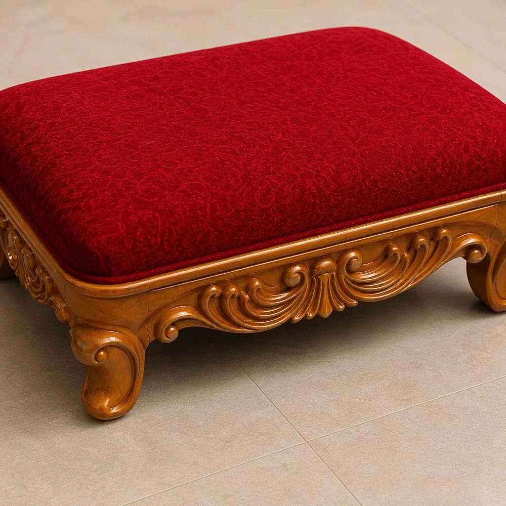 Wooden Guruji Satsang Chair with Ottoman – Royal Design view